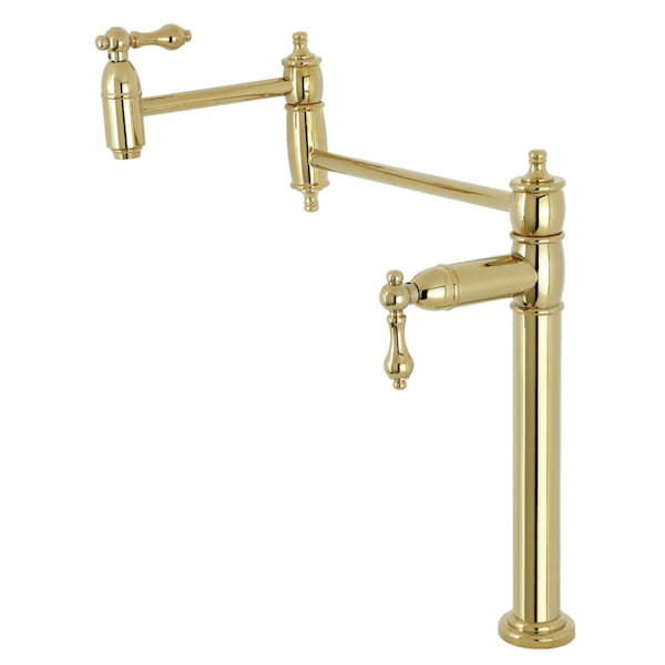 Deck Mount Pot Filler, Polished Brass